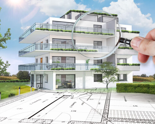 Projet de construction d'un immeuble moderne d'architecte